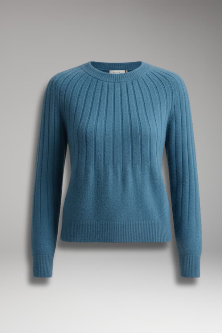 Women’s Ribbed Knit Jumper with Round Neck