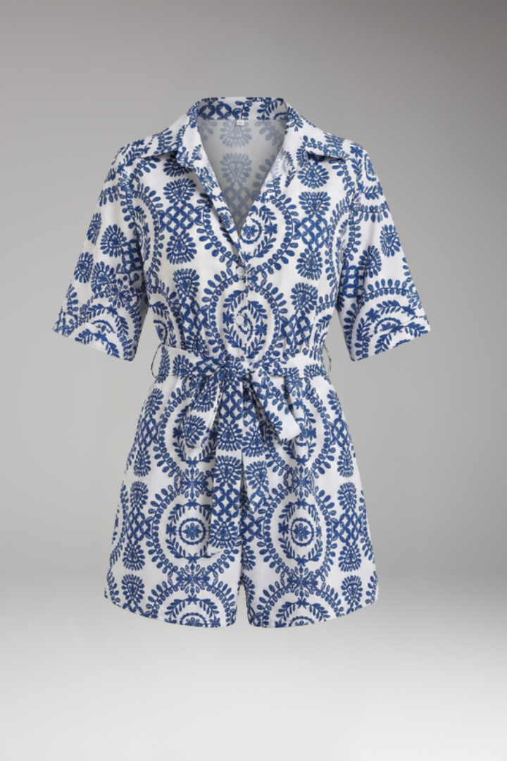 Women's Dress with V Neck and Waist Tie
