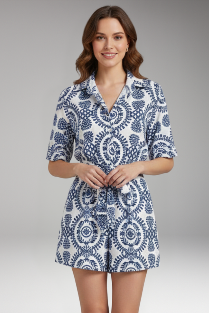 Women's Dress with V Neck and Waist Tie