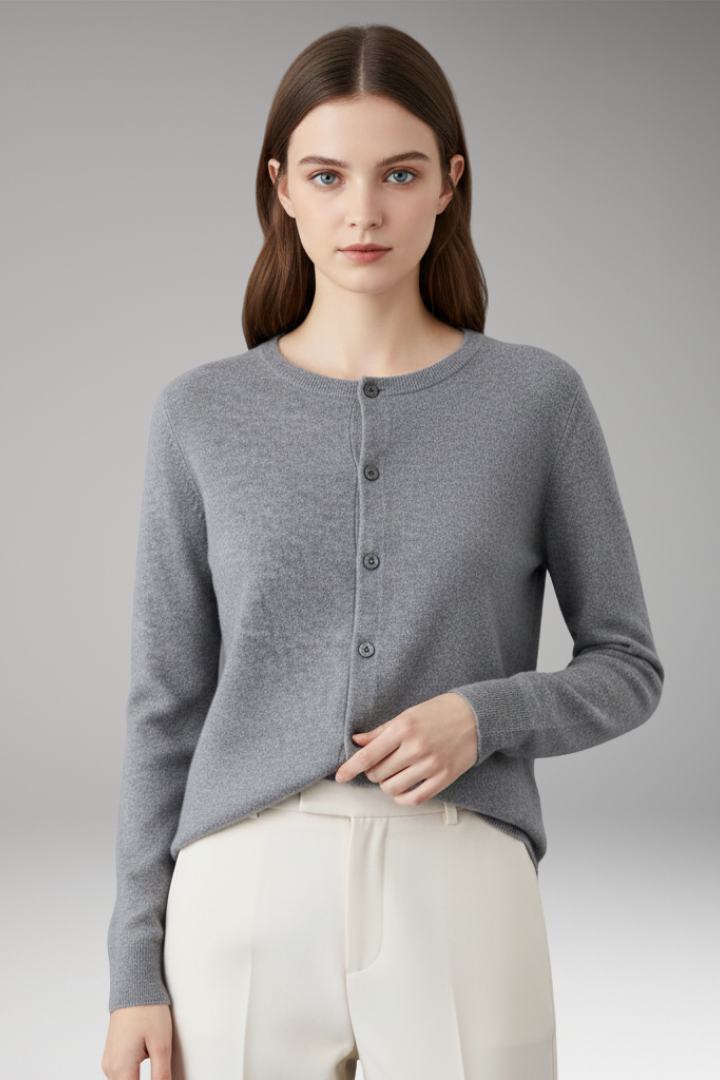 Women’s Cardigan with V-Neck and Button Closure
