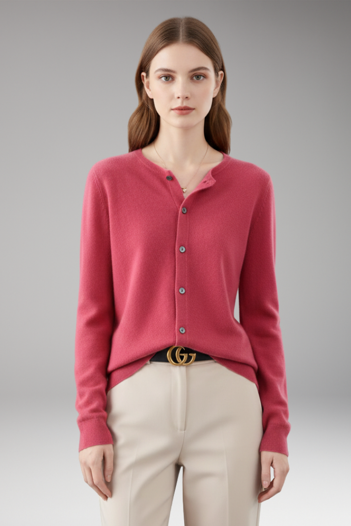 Women’s Cardigan with V-Neck and Button Closure