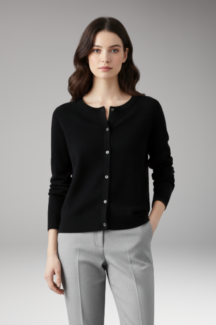 Women’s Cardigan with V-Neck and Button Closure