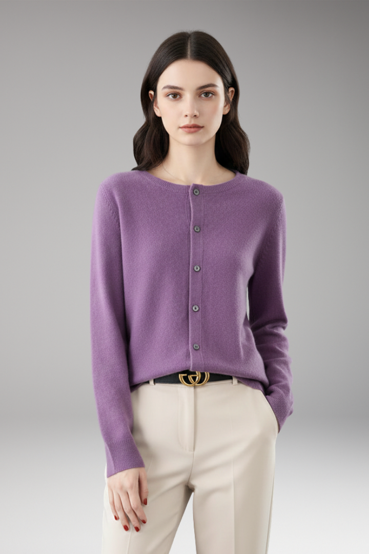Women’s Cardigan with V-Neck and Button Closure
