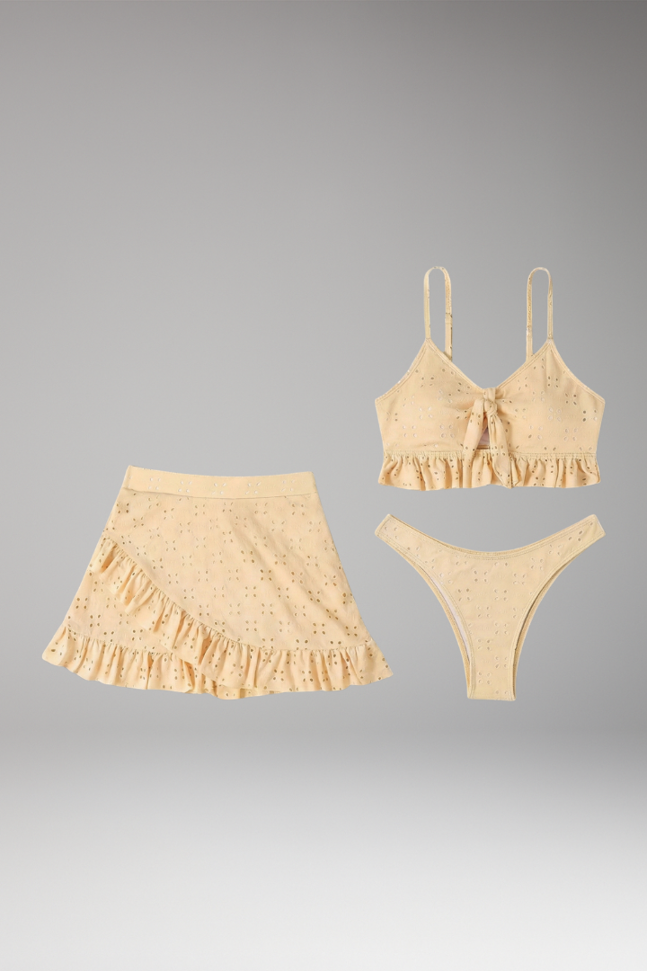 Women’s Ruffled Bikini Set with High-Waisted Bottoms