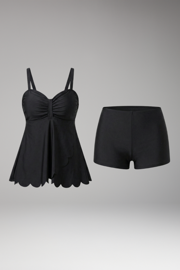 Women’s Ruffled Tankini Set with High-Waisted Bottoms