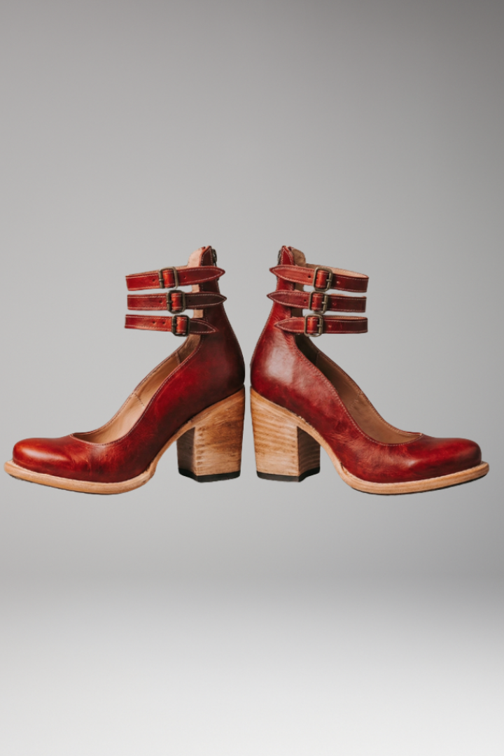 Women's Sandal Heels with Ankle Straps and Block Heels