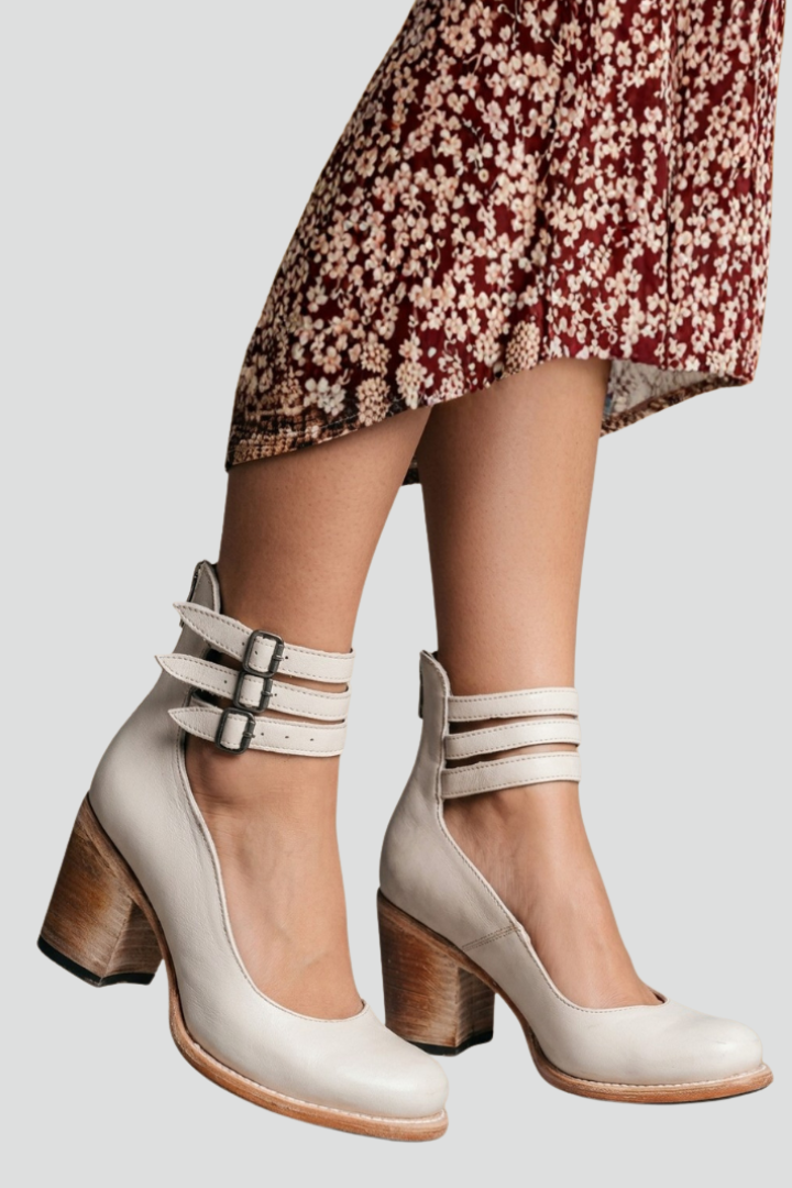 Women's Sandal Heels with Ankle Straps and Block Heels