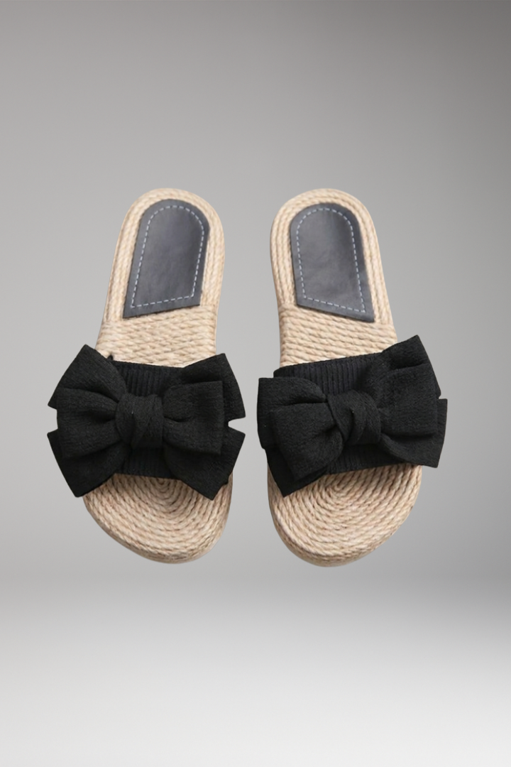 Women's Sandals with Decorative Bow and Slip-On Fastening