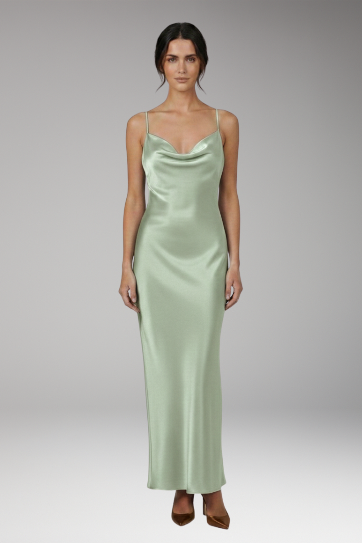 Women's Satin Dress with Adjustable Straps and Figure-Hugging Fit
