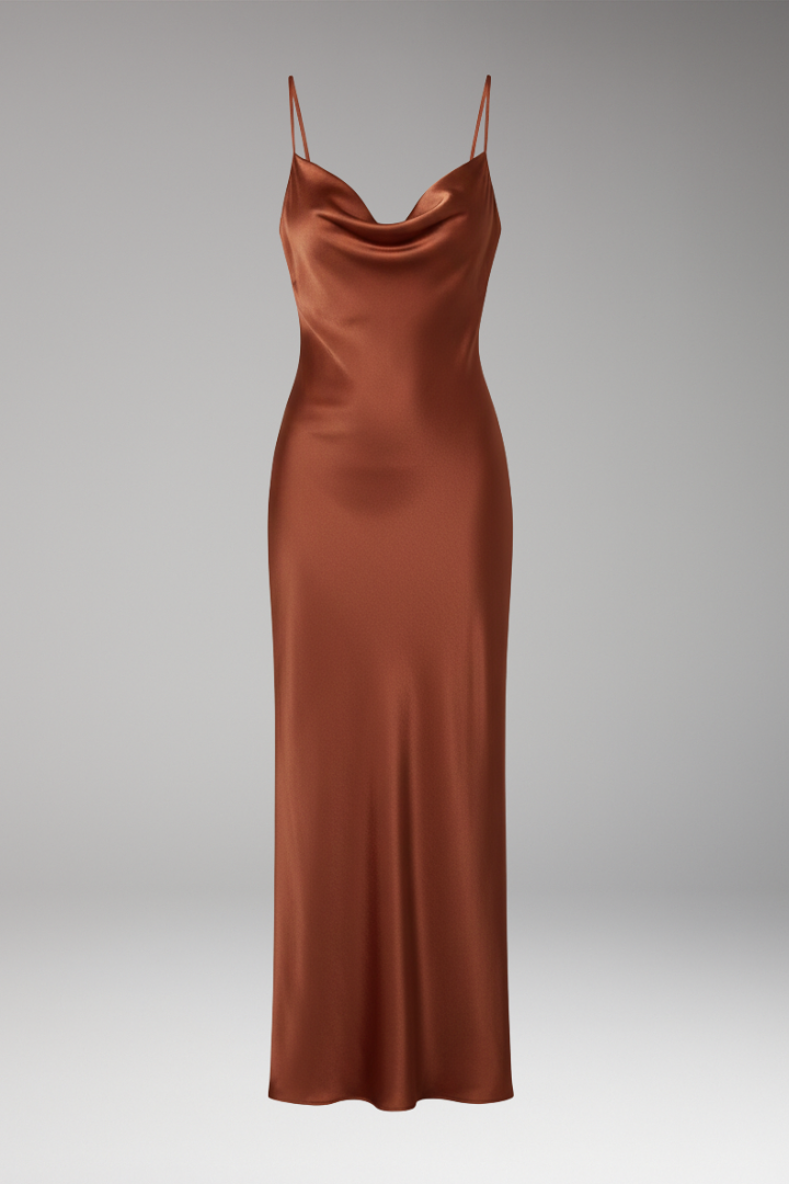 Women's Satin Dress with Adjustable Straps and Figure-Hugging Fit