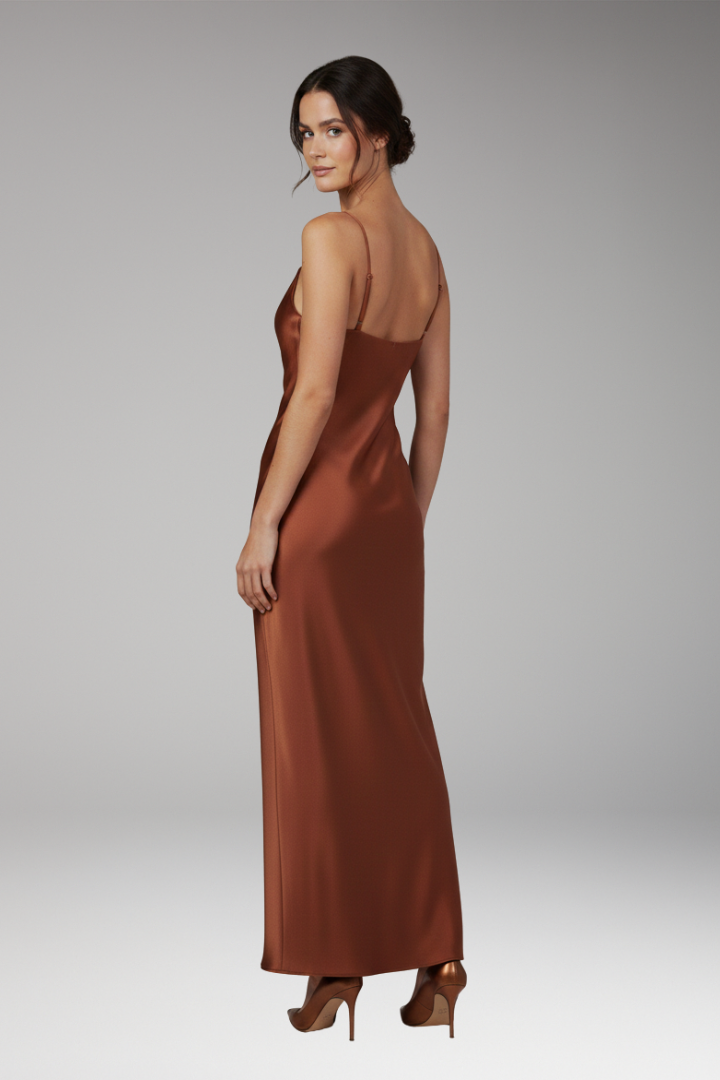 Women's Satin Dress with Adjustable Straps and Figure-Hugging Fit