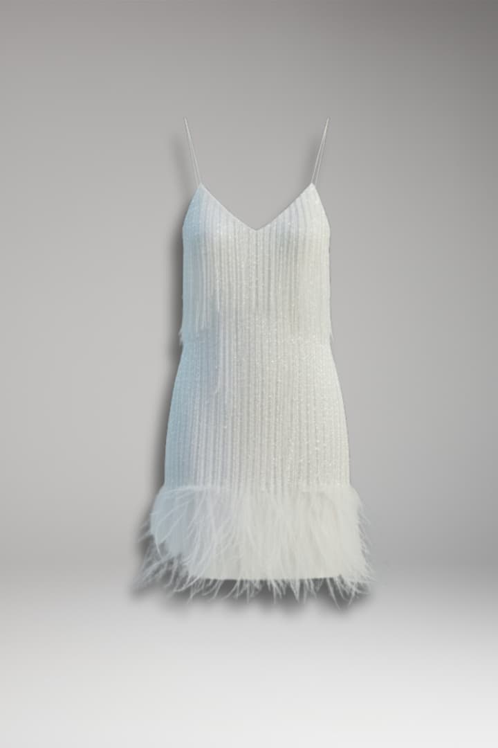 Women’s Sequin Mini Dress with Feather Hem