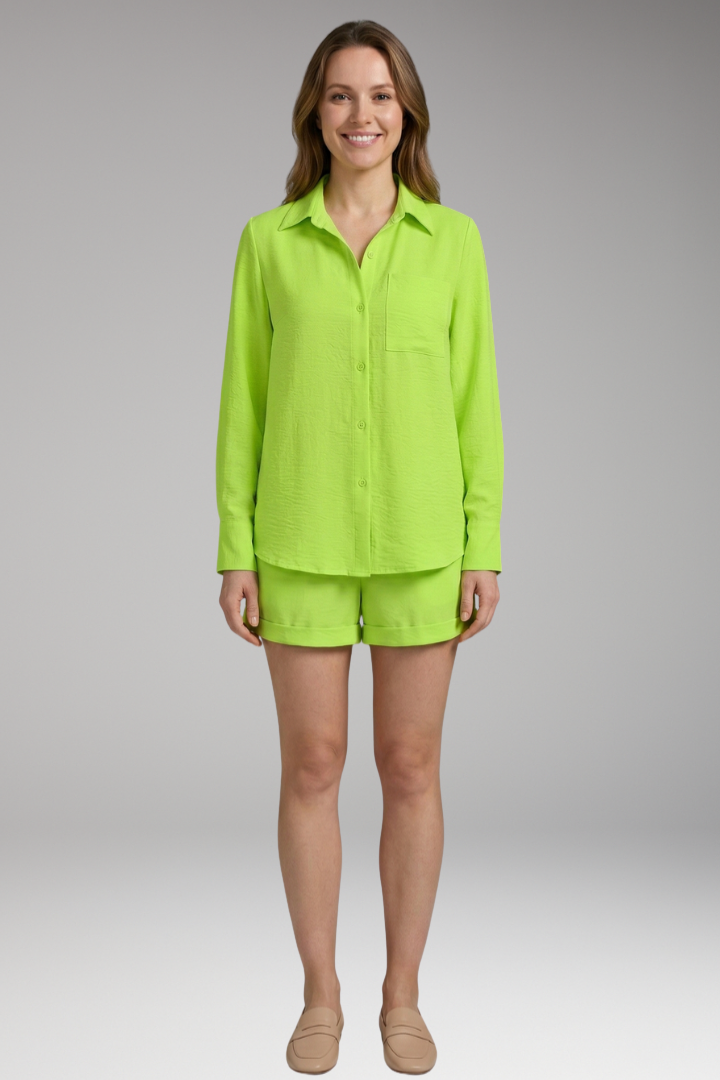 Women's Set with Buttons Front Blazer and Pocket Shorts