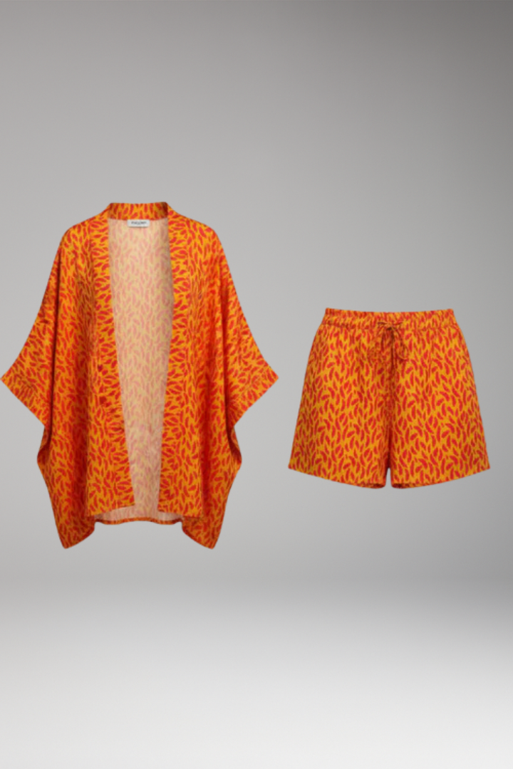 Women’s Set with Kimono Top and Drawstring Shorts