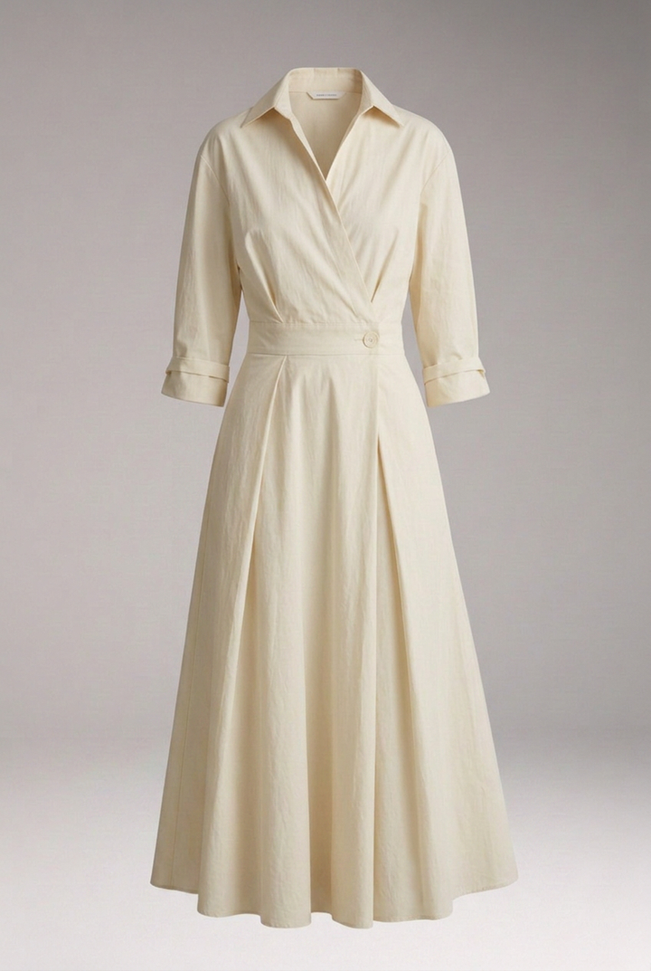 Women’s Shirt Dress with Button Closure and Defined Waist