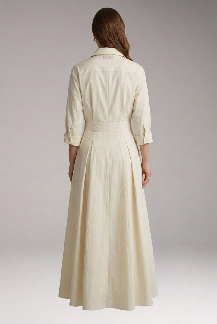 Women’s Shirt Dress with Button Closure and Defined Waist