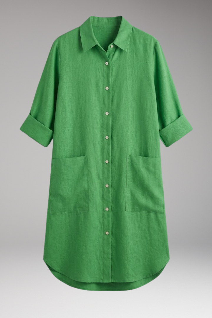 Women’s Shirt Dress with Button Front and Collar Neckline