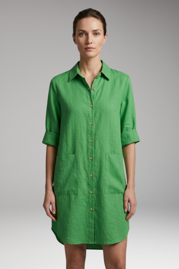 Women’s Shirt Dress with Button Front and Collar Neckline