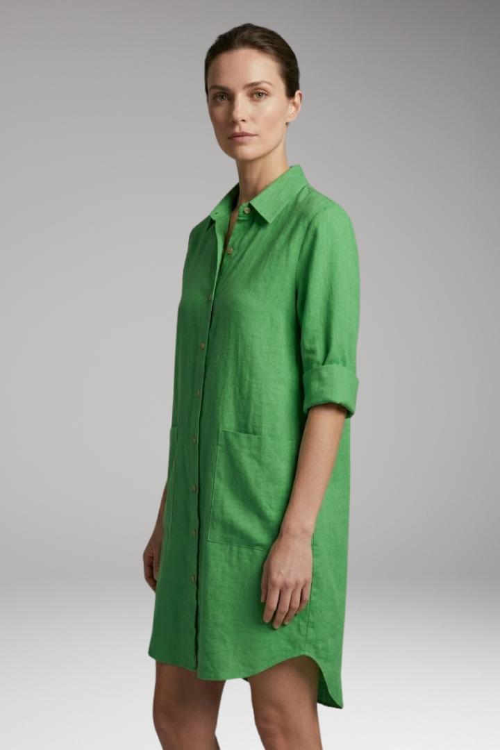 Women’s Shirt Dress with Button Front and Collar Neckline