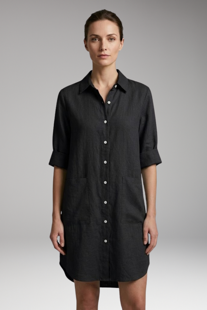 Women’s Shirt Dress with Button Front and Collar Neckline