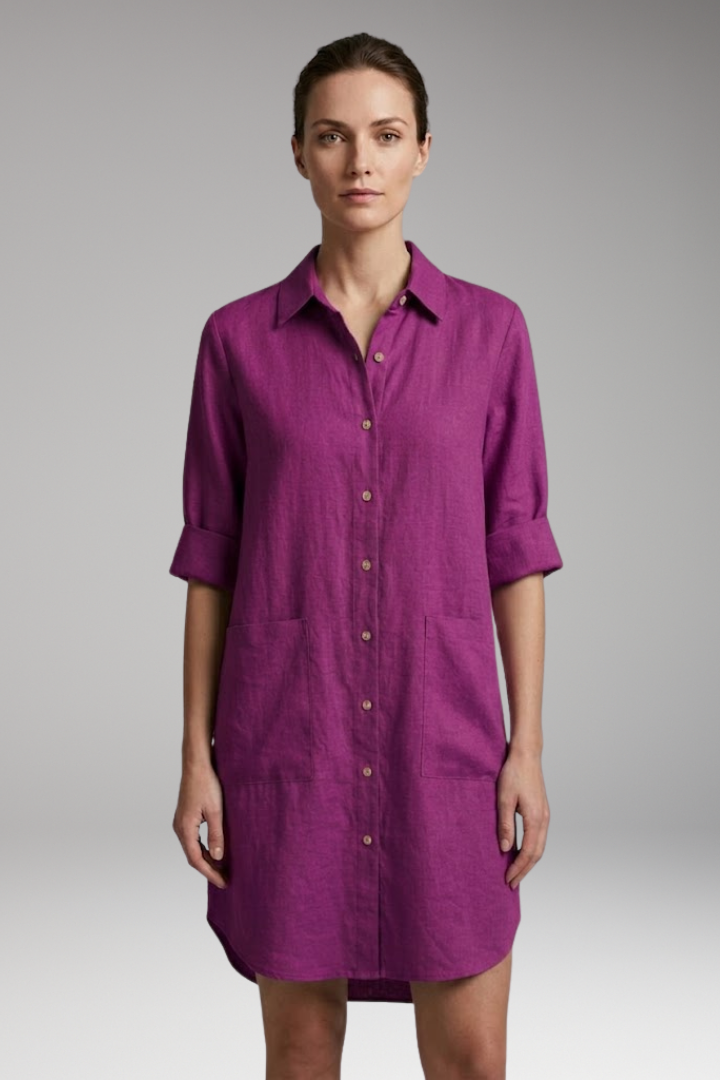 Women’s Shirt Dress with Button Front and Collar Neckline