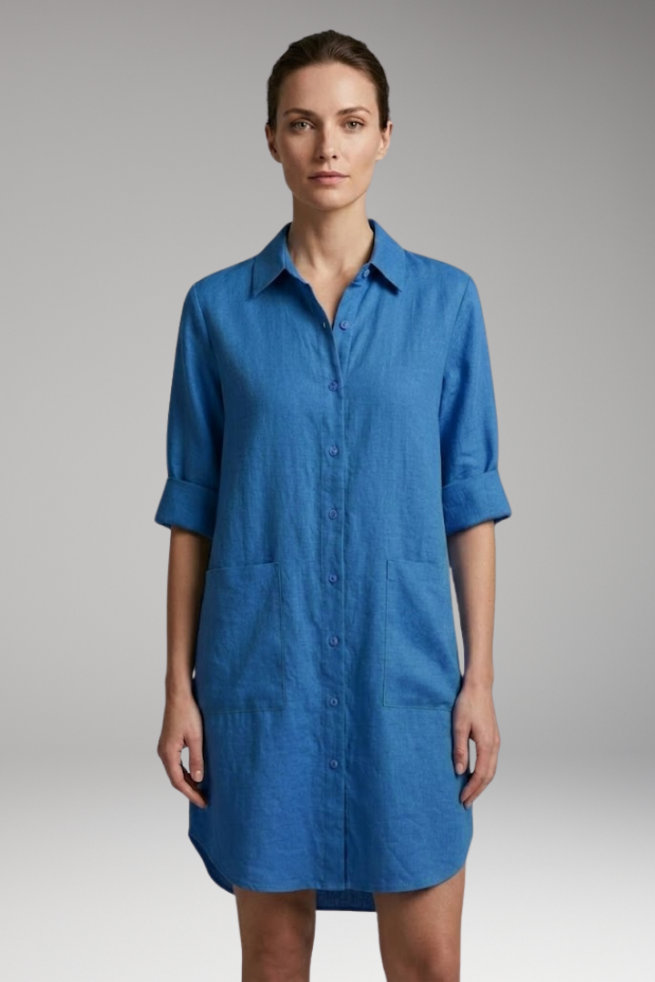 Women’s Shirt Dress with Button Front and Collar Neckline