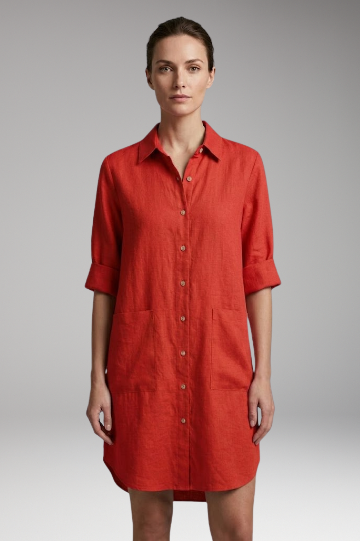 Women’s Shirt Dress with Button Front and Collar Neckline