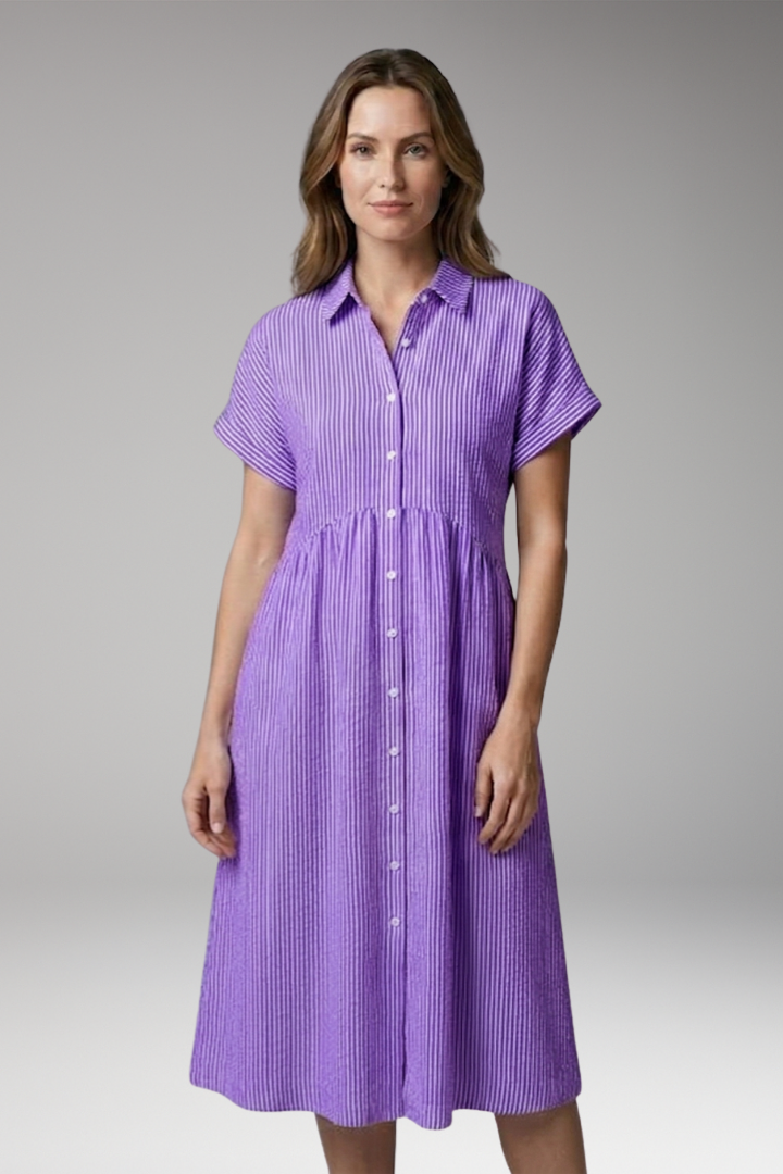 Women’s Shirt Dress with Button Front and Side Pockets