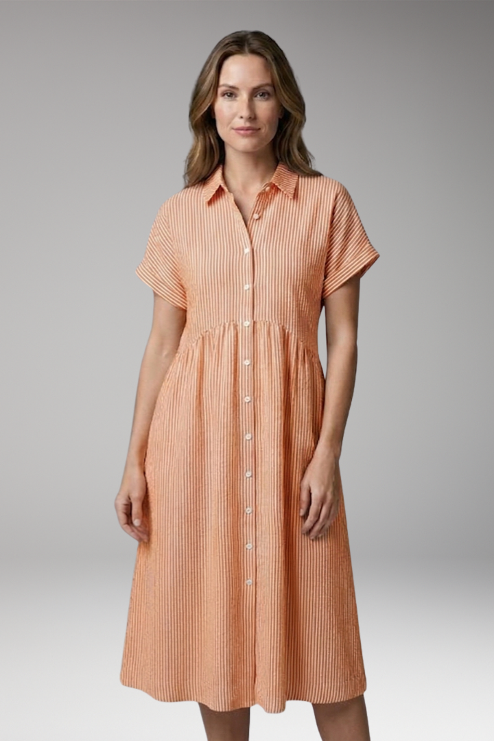 Women’s Shirt Dress with Button Front and Side Pockets