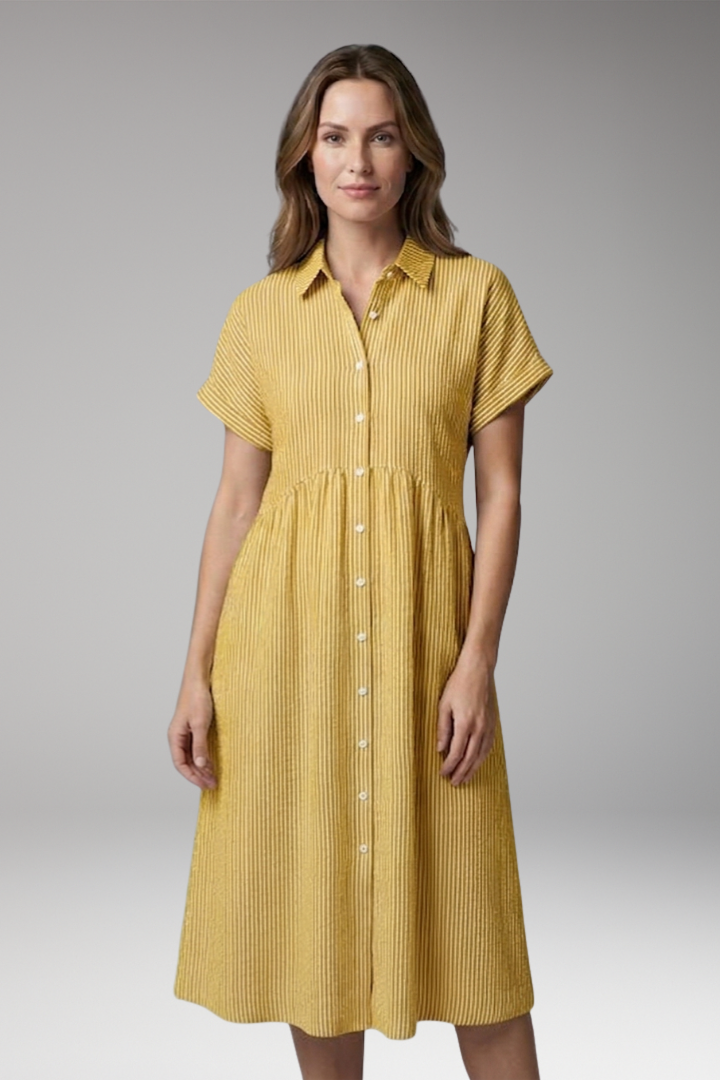Women’s Shirt Dress with Button Front and Side Pockets