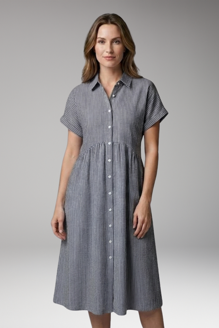 Women’s Shirt Dress with Button Front and Side Pockets