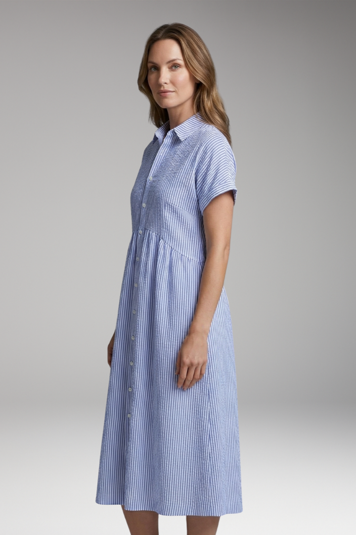 Women’s Shirt Dress with Button Front and Side Pockets