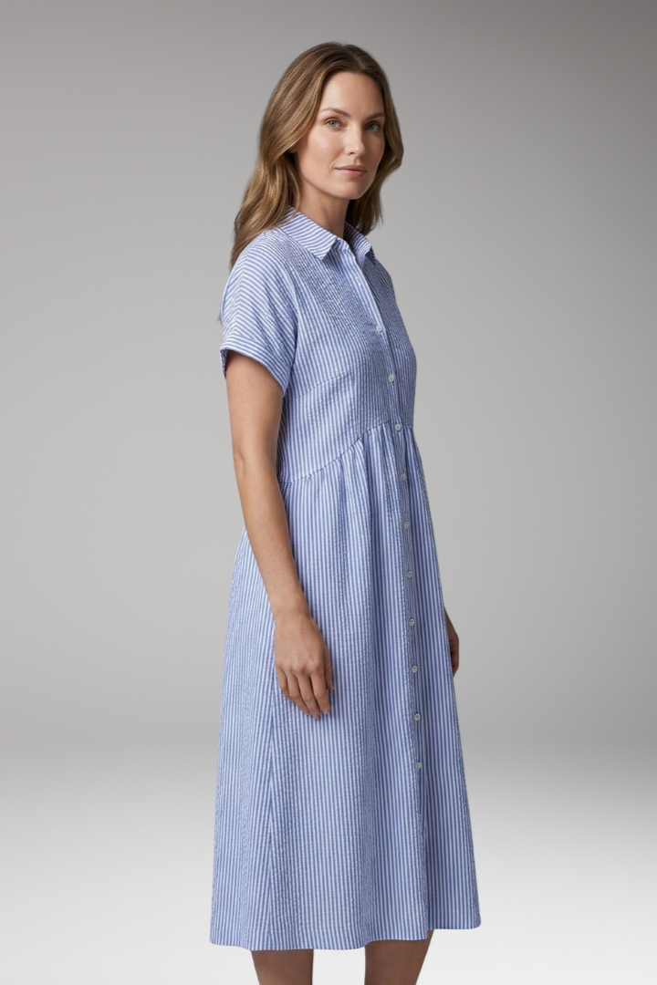 Women’s Shirt Dress with Button Front and Side Pockets