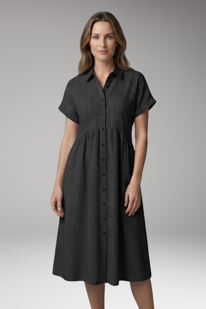 Women’s Shirt Dress with Button Front and Side Pockets
