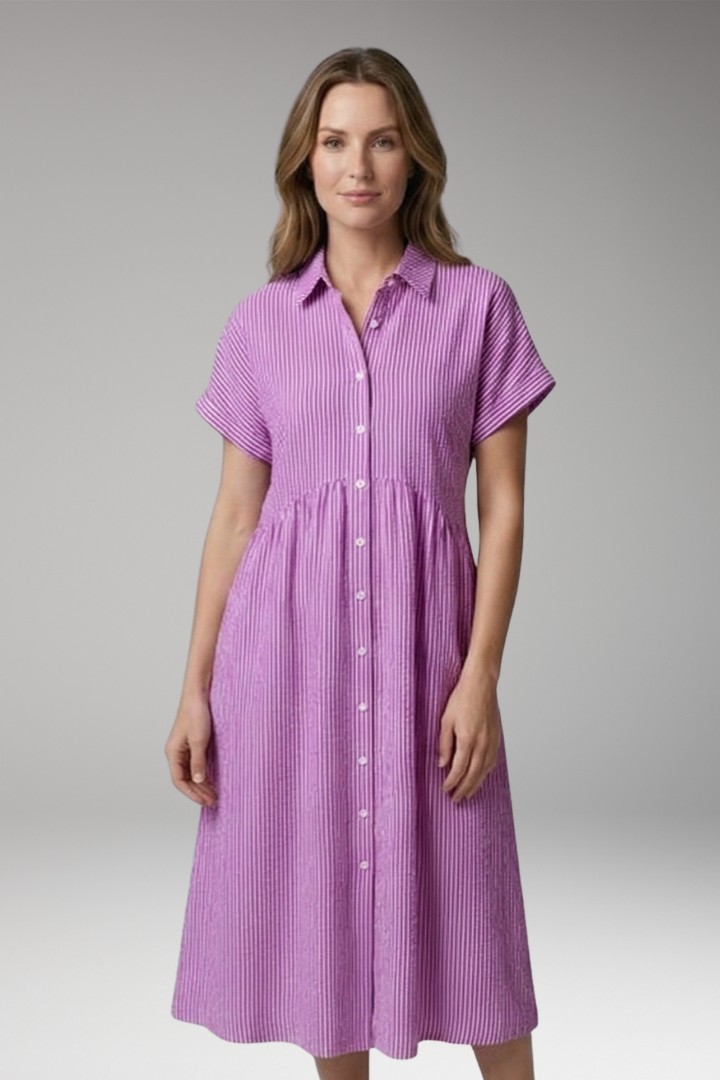 Women’s Shirt Dress with Button Front and Side Pockets