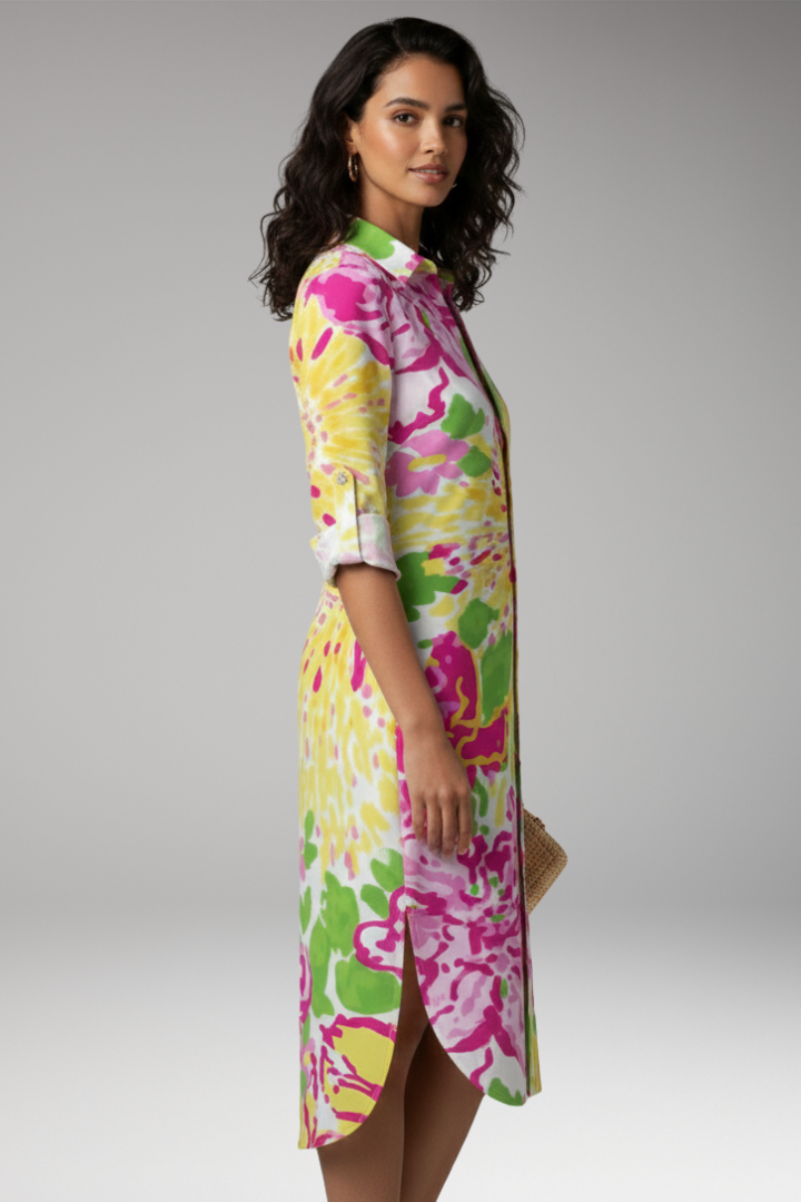 Women’s Shirt Dress with Collar and Button Placket