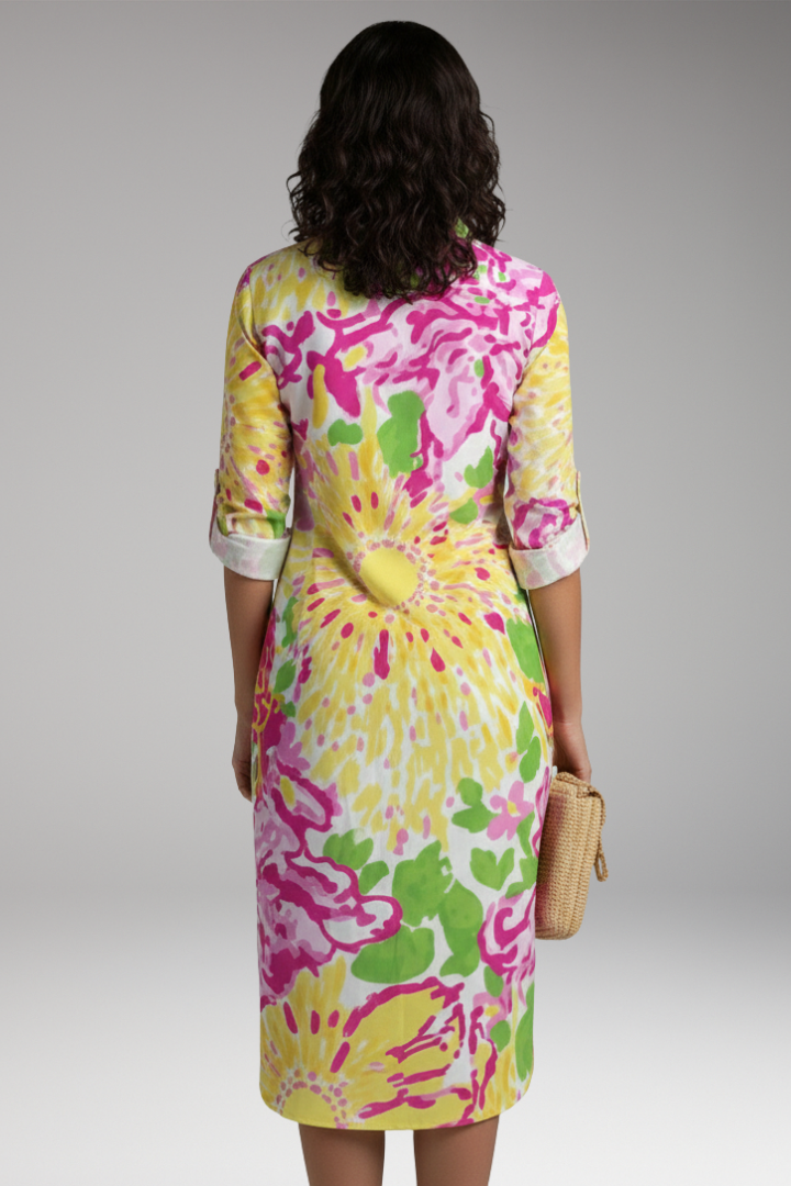 Women’s Shirt Dress with Collar and Button Placket