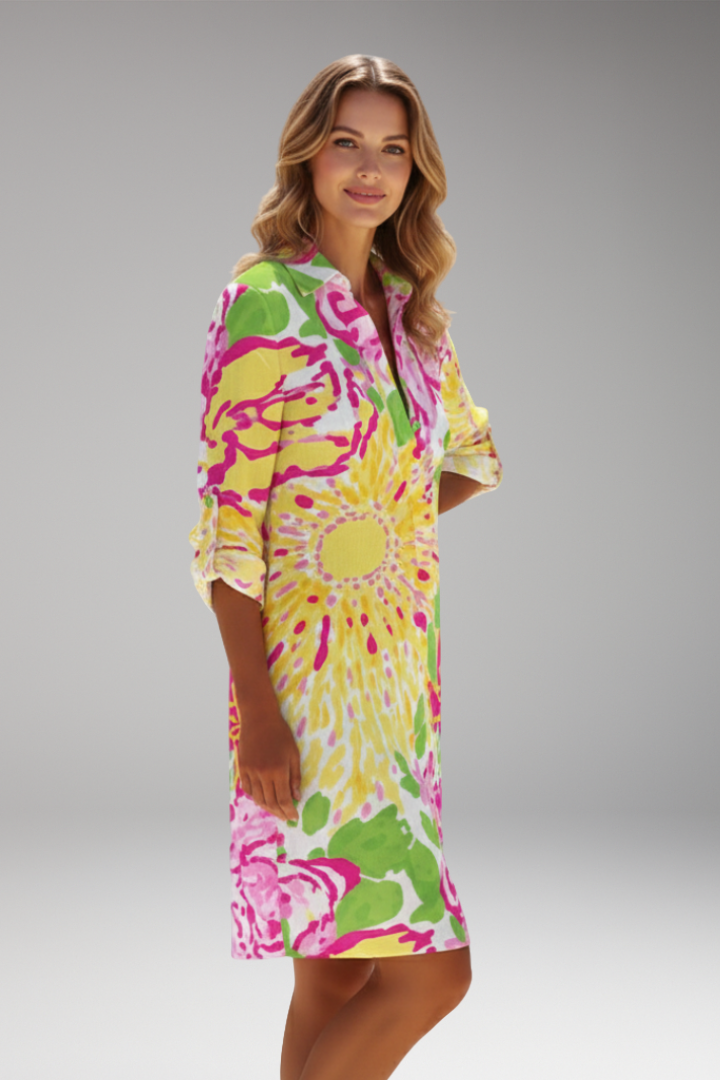 Women's Shirt Dress with Long Sleeve and Button Placket