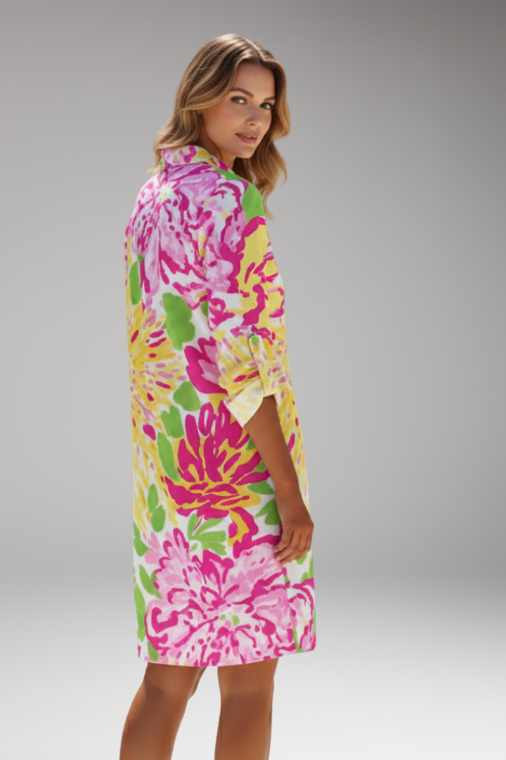 Women's Shirt Dress with Long Sleeve and Button Placket