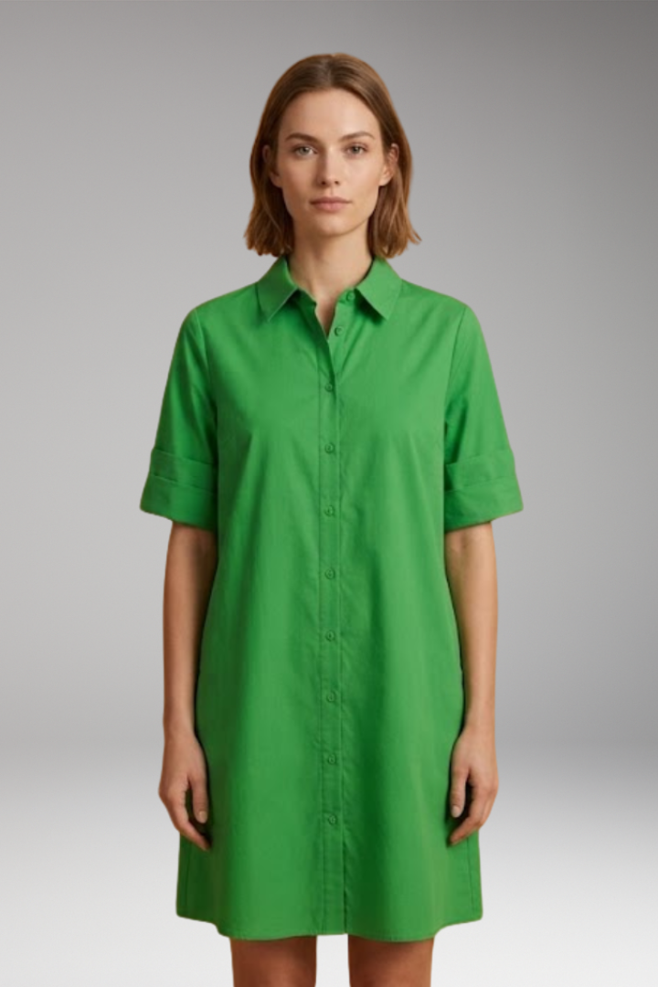 Women's Shirt Dress with Relaxed Silhouette and Button Fastening