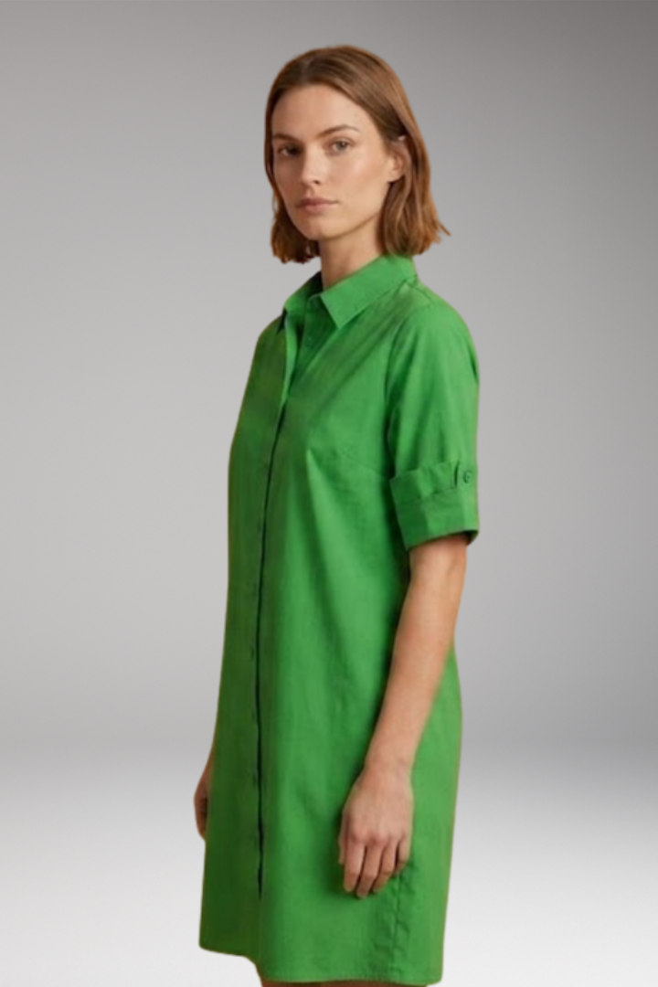 Women's Shirt Dress with Relaxed Silhouette and Button Fastening