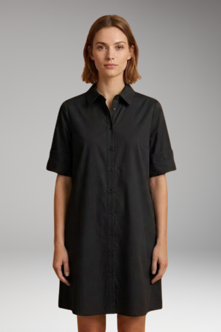 Women's Shirt Dress with Relaxed Silhouette and Button Fastening
