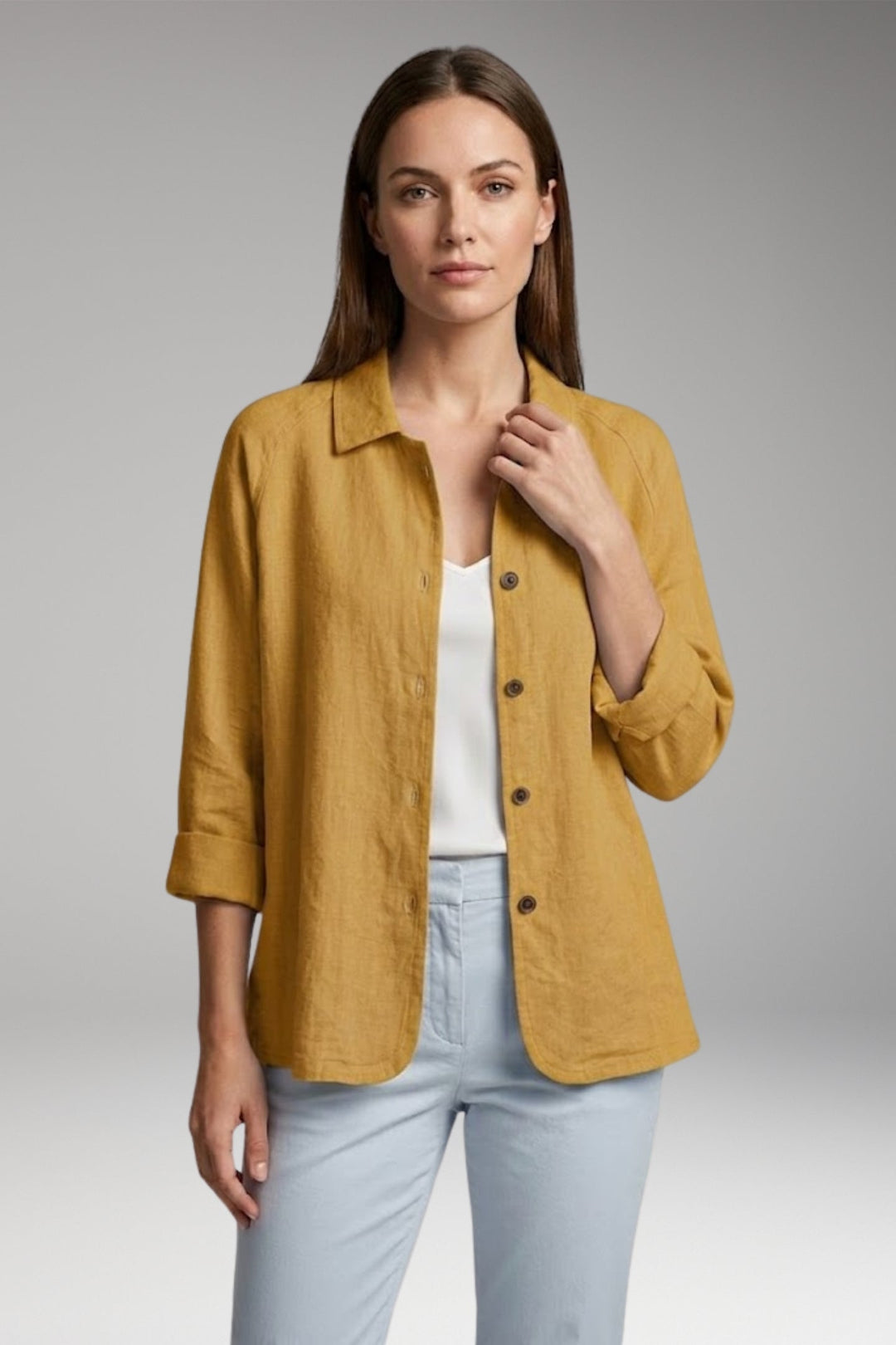Women’s Shirt with Button Closure and Rollable Sleeves