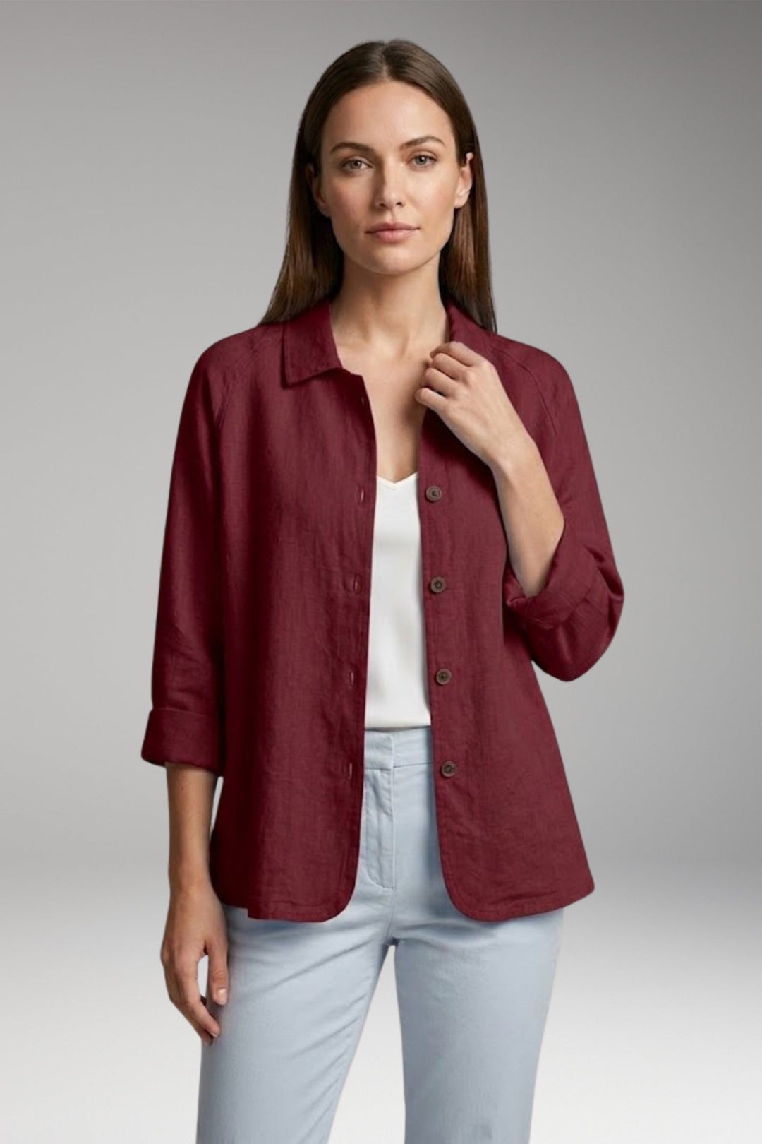 Women’s Shirt with Button Closure and Rollable Sleeves