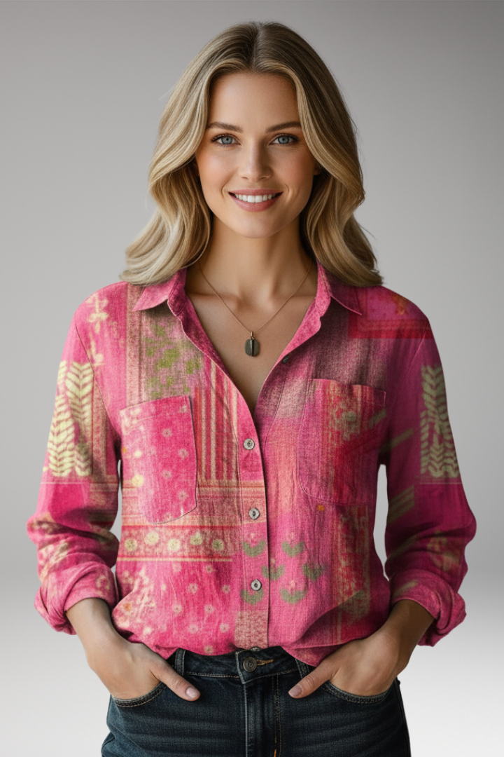 Women’s Shirt with Classic Collar and Button Closure