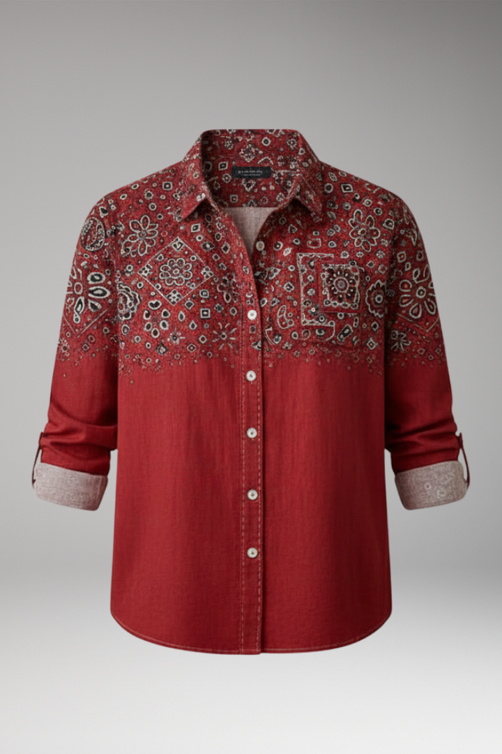 Women’s Shirt with Classic Collar and Button Closure