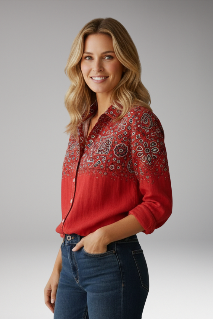 Women’s Shirt with Classic Collar and Button Closure