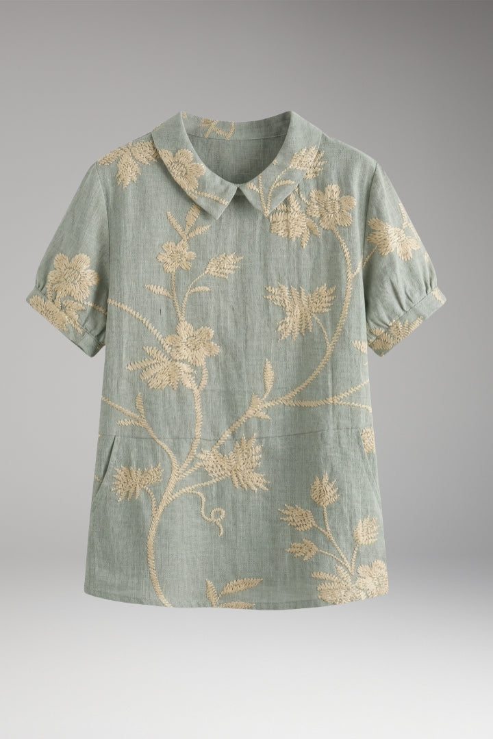 Women’s Shirt with Collar Neckline and Short Sleeves