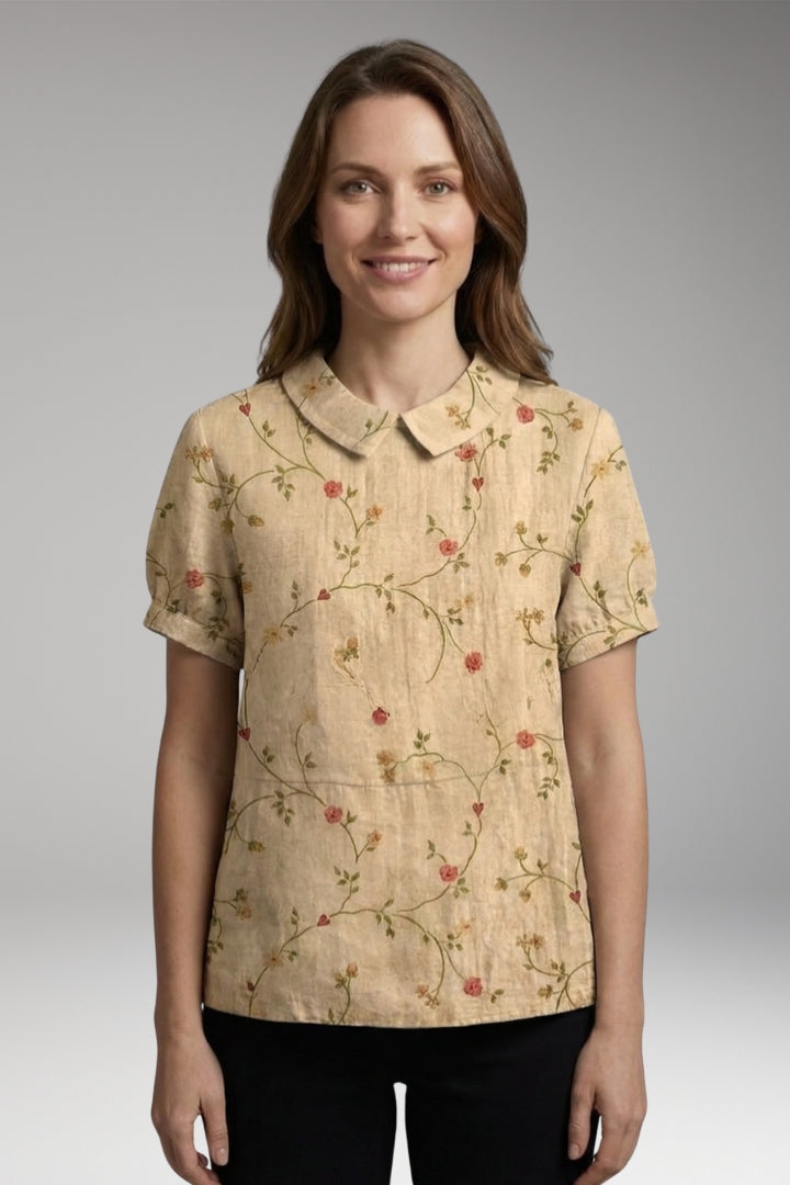 Women’s Shirt with Collar Neckline and Short Sleeves