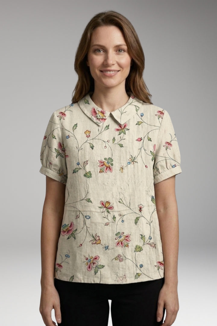 Women’s Shirt with Collar Neckline and Short Sleeves